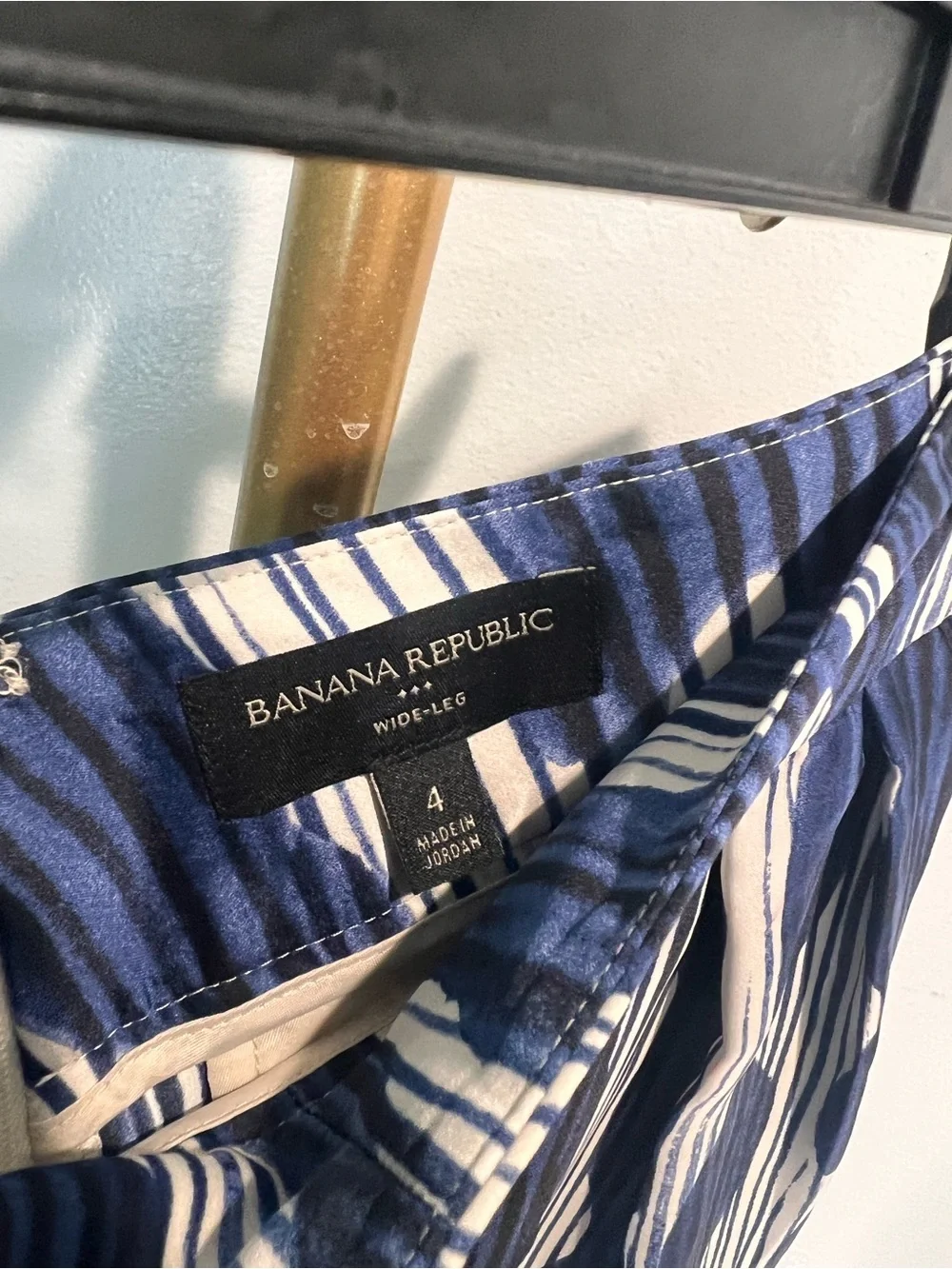 Banana Republic Blue and White Wave-Print Wide Leg Pants
